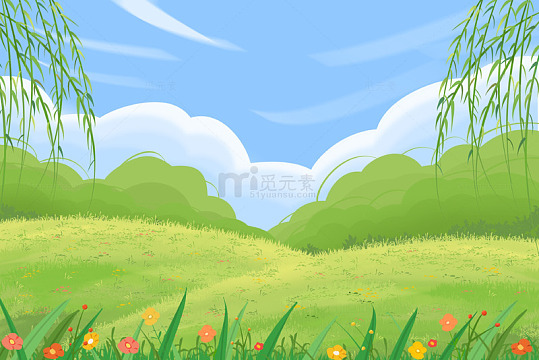 春天植物花草手抄报插画手绘背景元素