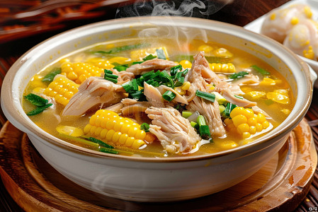 玉米炖鸡汤美食