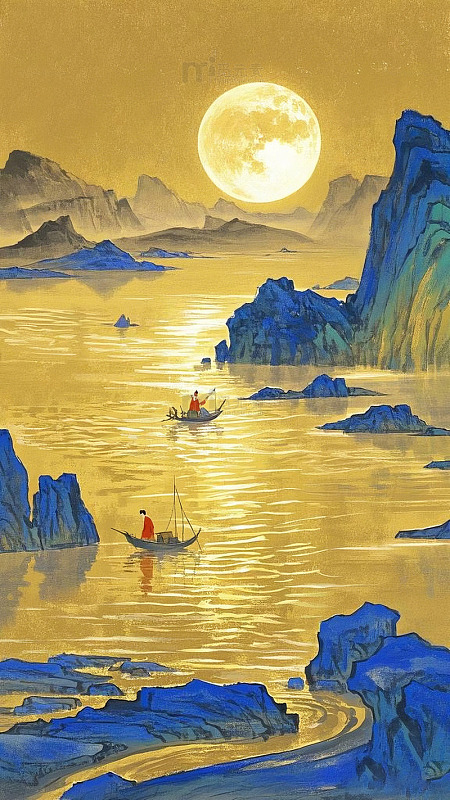 鎏金古风素材画
