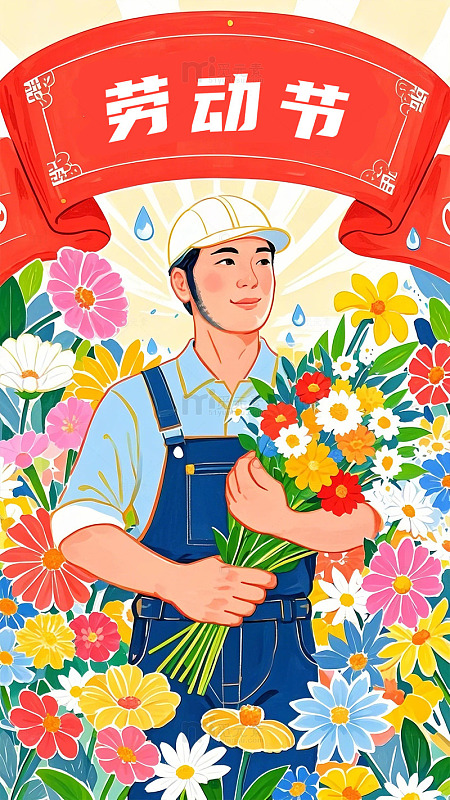 劳动节人物鲜花
