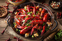一盘麻辣小龙虾摄影