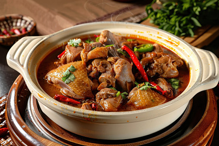 一锅鸡公煲食物