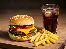 美味汉堡与薯条可乐套餐美食摄影