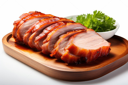 一盘叉烧肉片