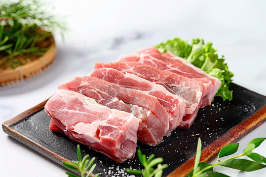 一盘新鲜的瘦肉块