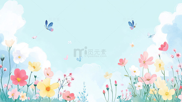 花草  背景  粉色  蓝色 壁纸