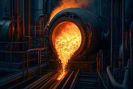 钢铁冶炼中的火焰摄影图