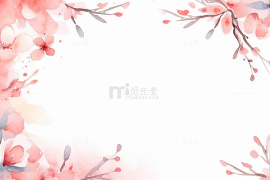 粉色水彩花朵边框背景