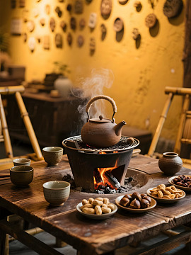 火炉围炉煮茶