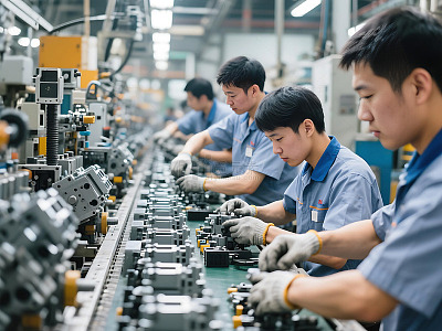 工人生产线电子产品组装作业