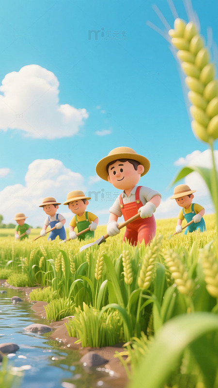 麦田里劳作的人们