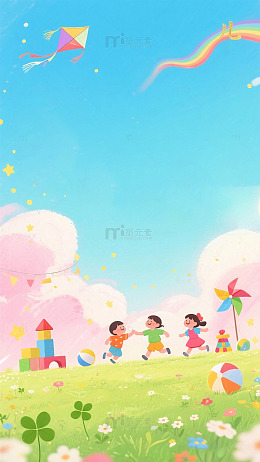 六一儿童节快乐海报背景，