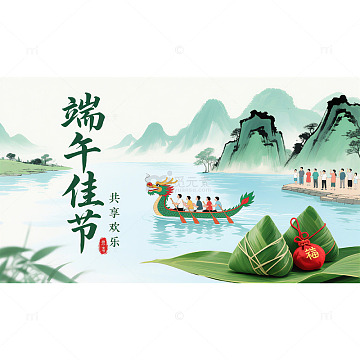 端午传统元素融合的节日主题背景