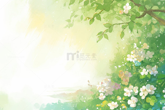 绿色水彩边框背景
