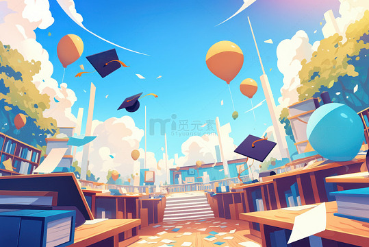 卡通简约毕业季欢送会场景