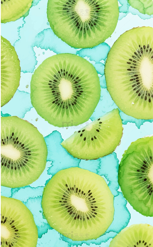 奇异果水果水彩风格底纹