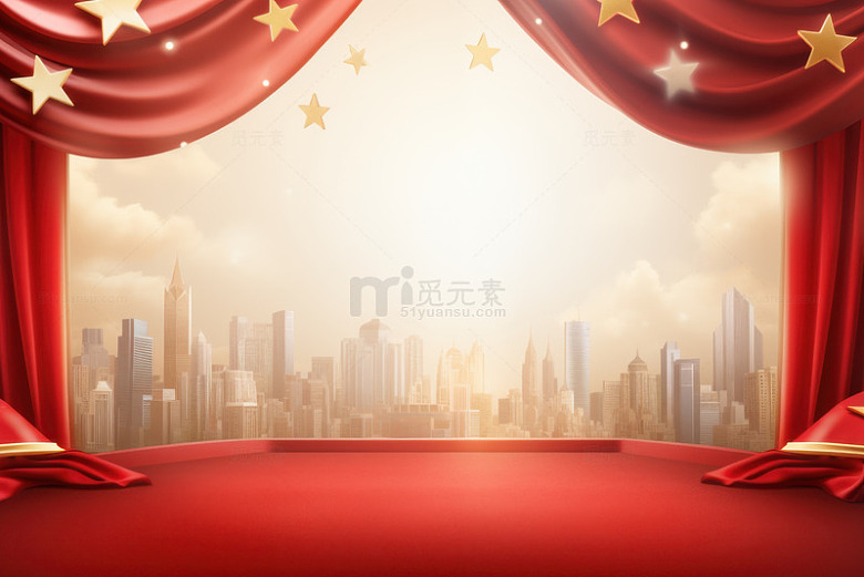 建党节舞台城市边框背景