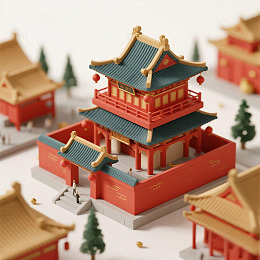 国潮城市古代建筑房屋