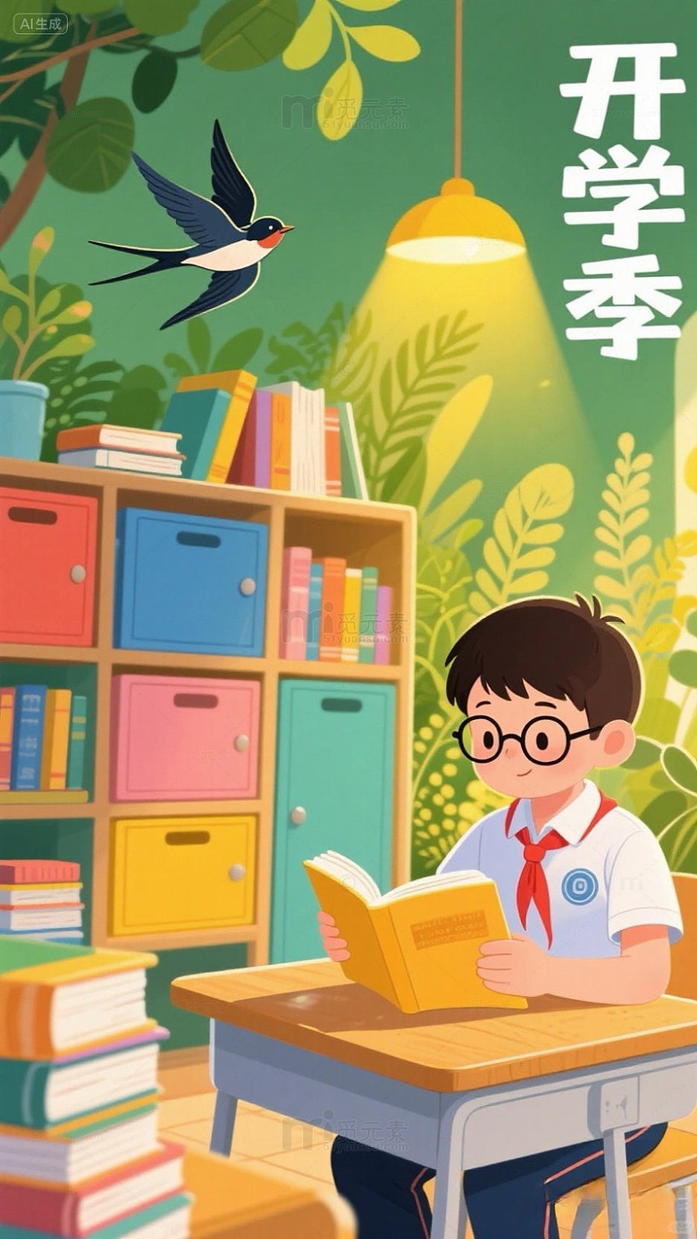 开学季读书学生