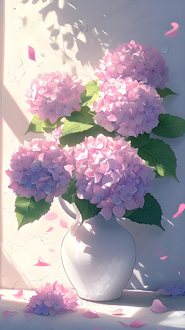 夏天治愈系插画绣球花