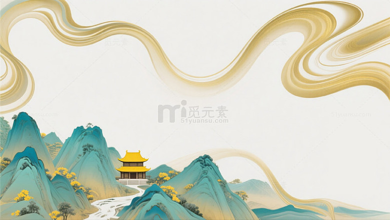 古风背景水墨远山中国风