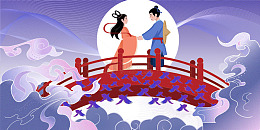 七夕，牛郎织女，情人，爱情，展板，背景