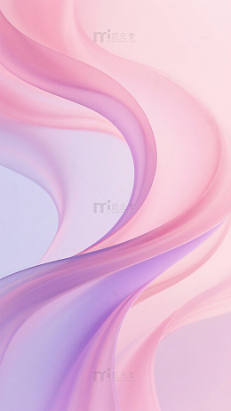 柔和粉色淡紫色流畅优美曲线丝绸质感背景