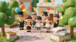学生离校海报高考毕业季展板3D背景
