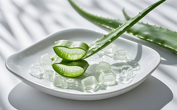 芦荟切面白瓷盘