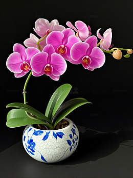 粉色蝴蝶兰花盆栽静物摄影