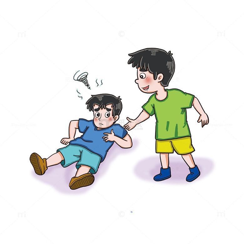 学生摔倒了，同学试图去搀扶