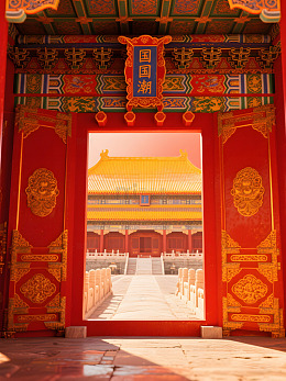 中国宫殿建筑平面插画创作