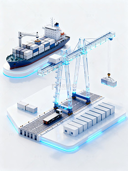 码头集装箱智能装卸作业示意图