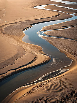 溪流穿过沙地的自然景观