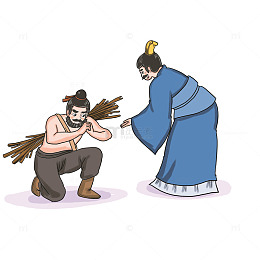 廉颇蔺相如负荆请罪场景插画