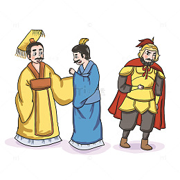 古代帝王与臣子形象插画