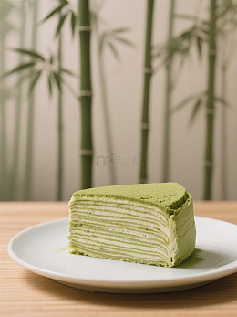 抹茶千层蛋糕静物摆拍