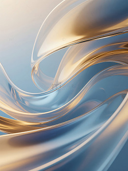 流动的金色与蓝色波纹背景