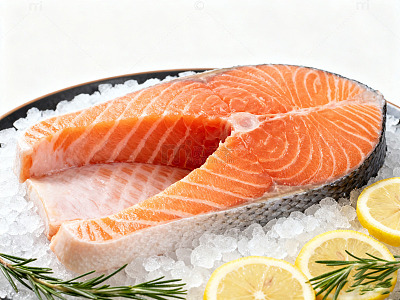 新鲜生鲜海鲜三文鱼块美食物材