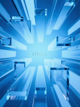 蓝色光束中的立方体动态背景