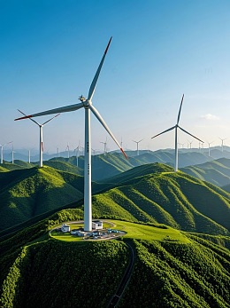 山地风力发电机全景