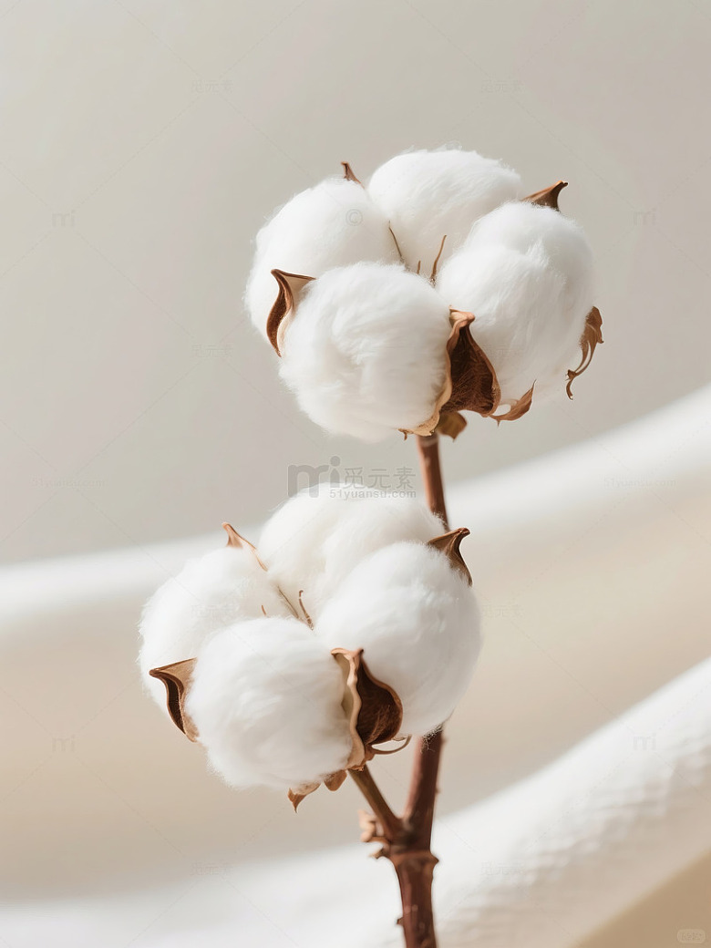 棉花枝头绽放的洁白棉絮
