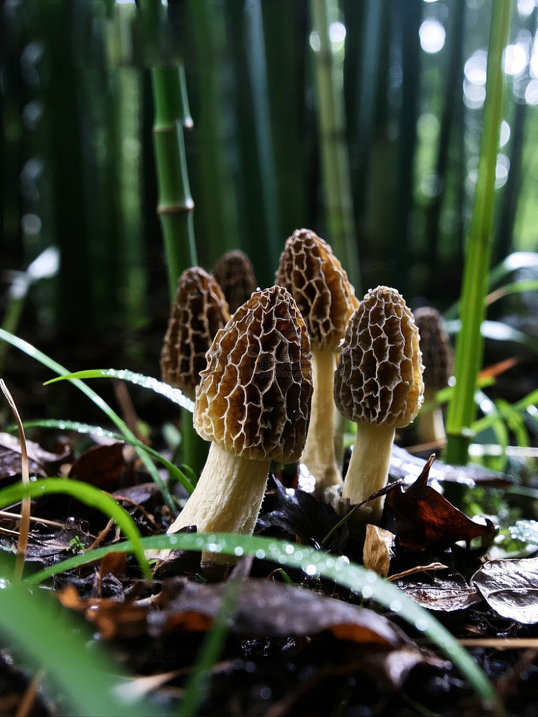 竹林中的羊肚菌
