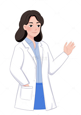 亲切挥手的女医生形象医学插画