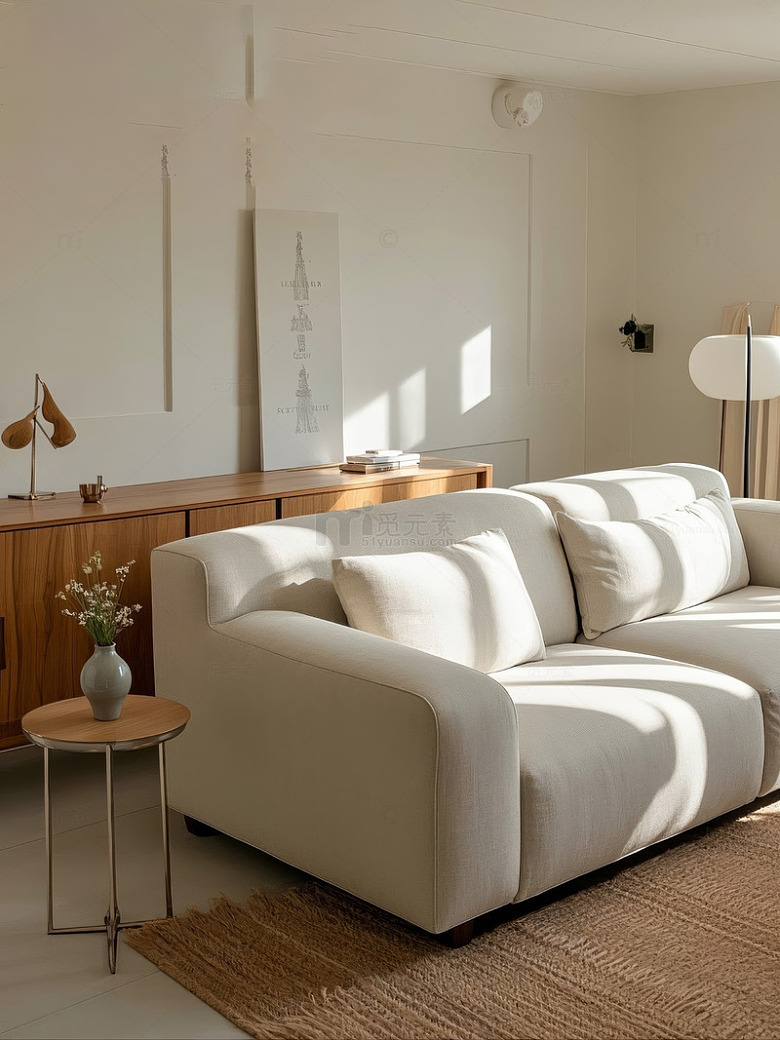 现代简约白色系温馨客厅沙发
