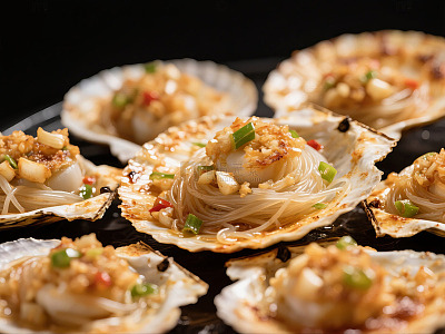 蒜蓉粉丝扇贝特写