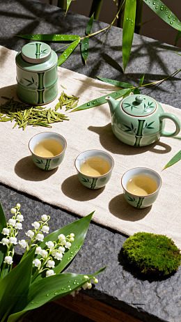 喝茶水杯特写