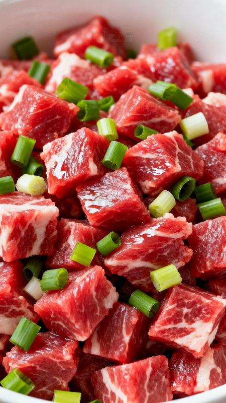 牛肉粒葱花食材
