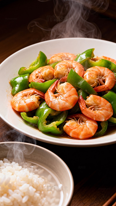 美食食物美味辣椒炒虾1