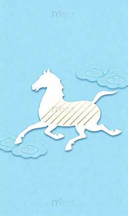 浅蓝白线骏马剪影